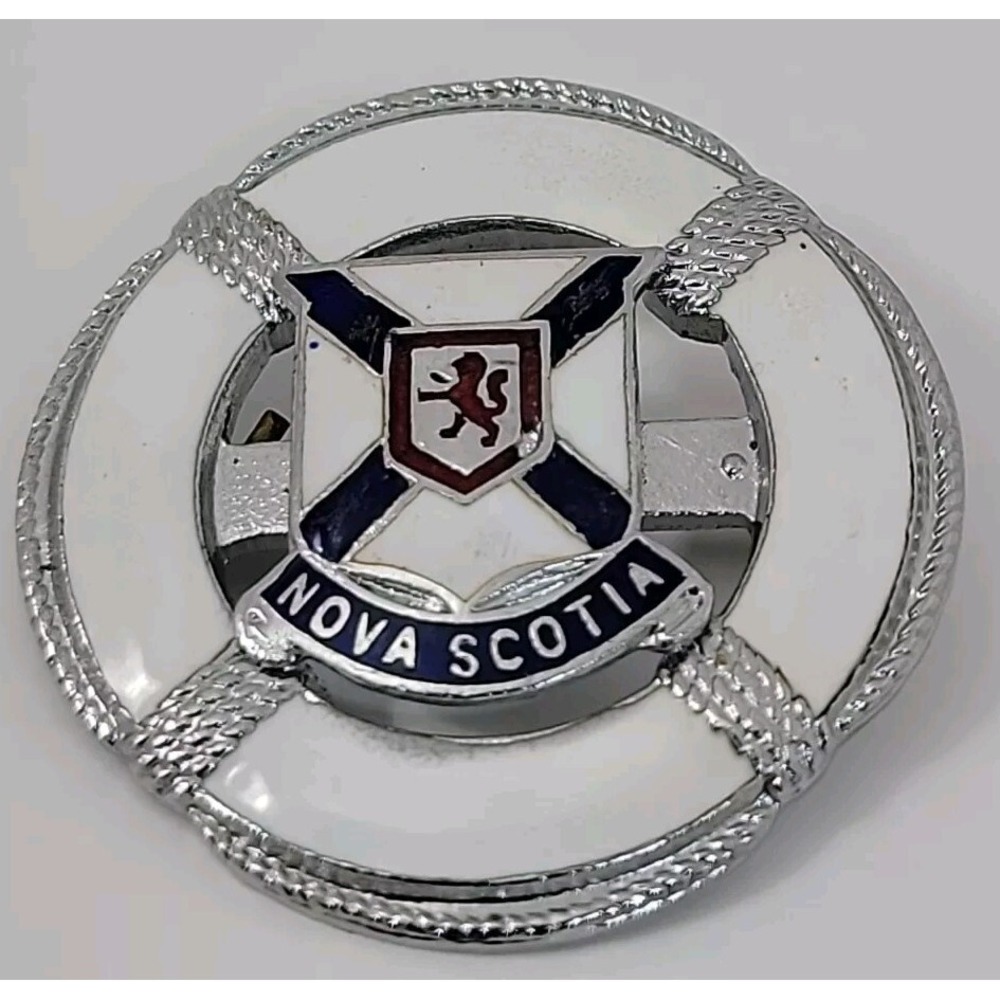 NOVA SCOTIA Silver Tone Enamel Coat of Armor Collectible Hat Pin Lapel HTF‎